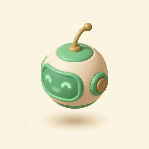 A friendly round clay robot head with a brass antenna